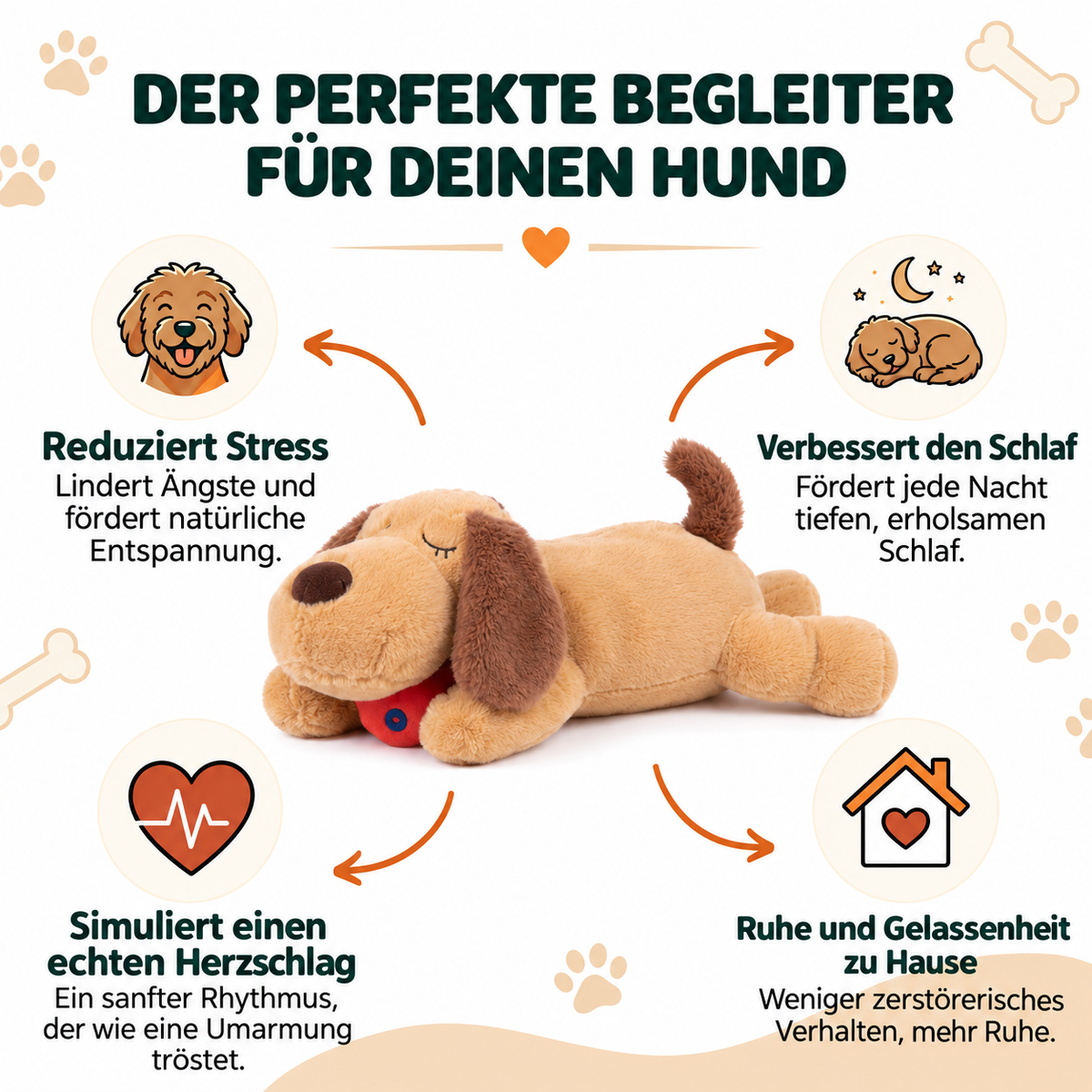 Kuscheltier mit Herzschlag für Hunde